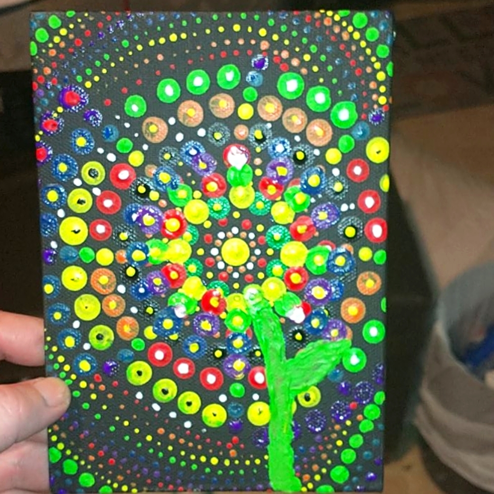 5x7 canvas dot painting by me
